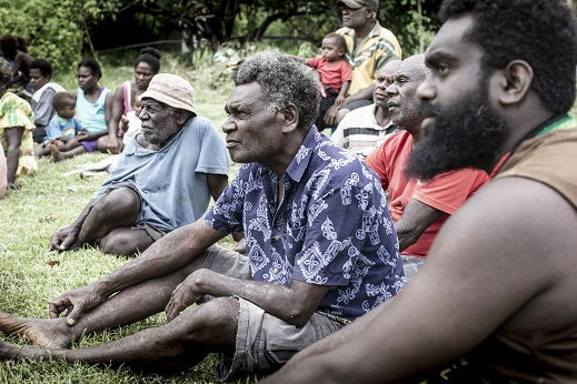 people listening to an unseen speaker