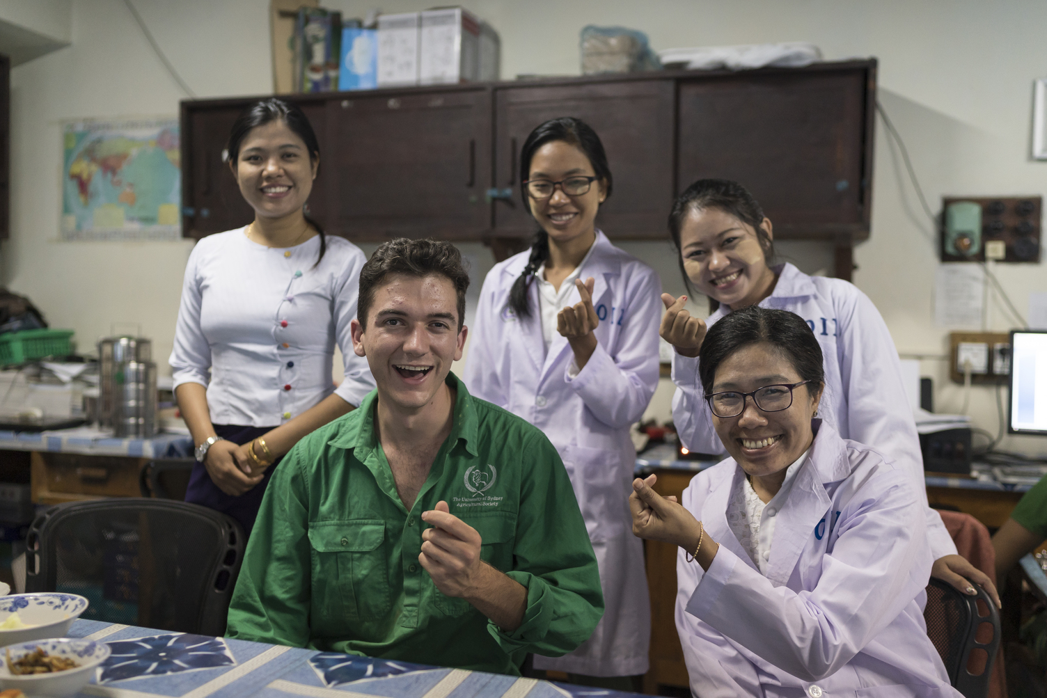 a smiling group of people