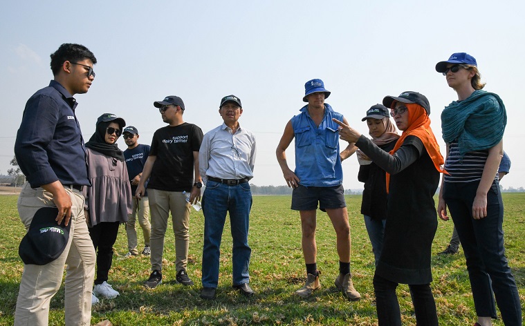 a group of people standing in a field