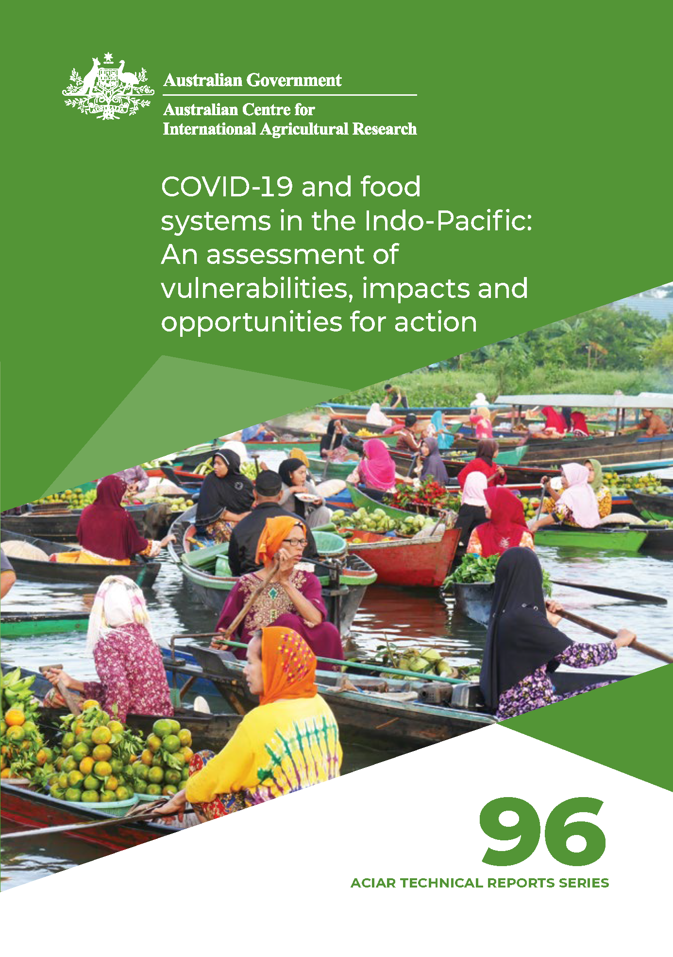 Cover page ACIAR Technical Report 96 with photo if floating market in Indonesia