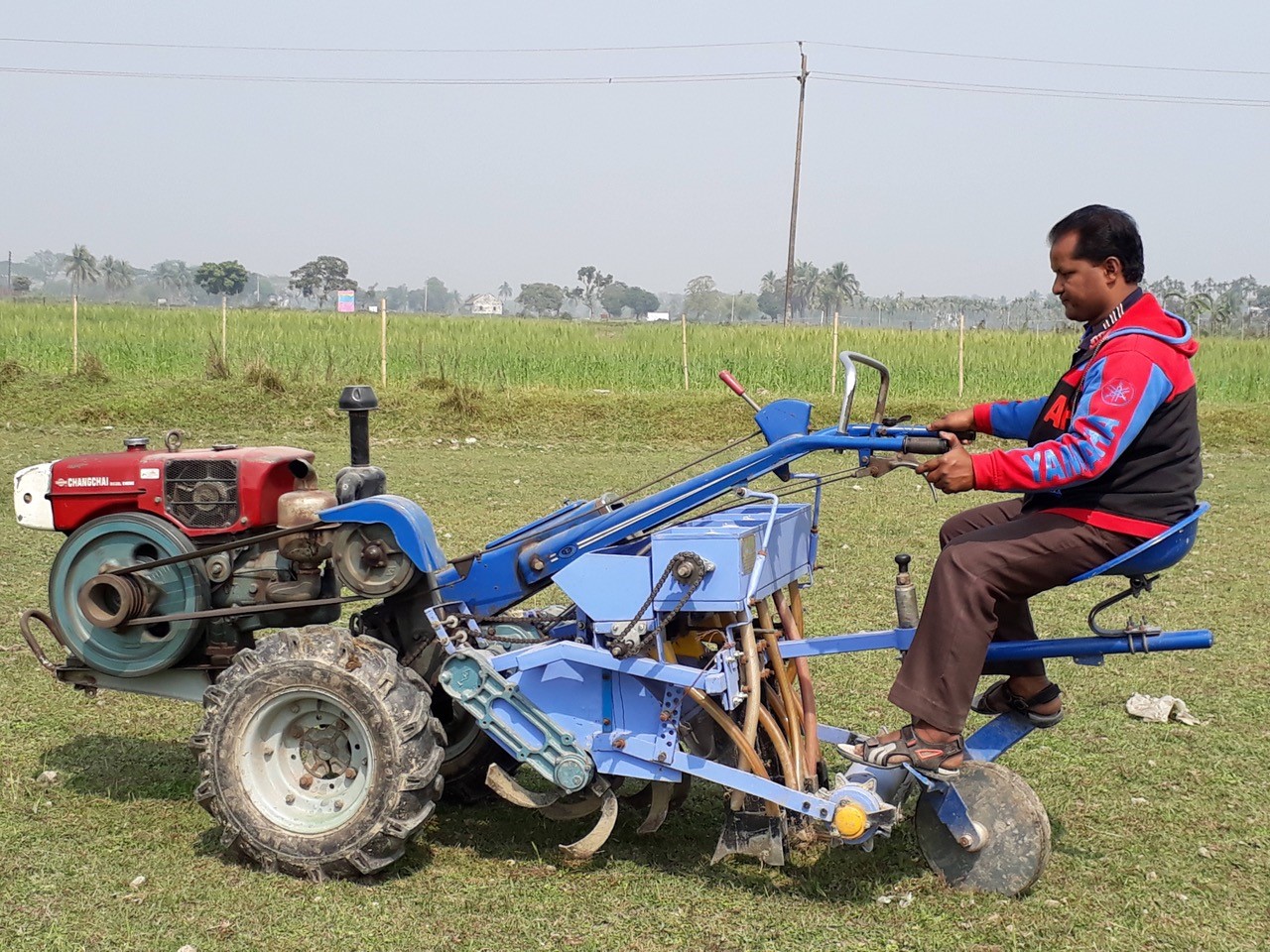 Man with harvester