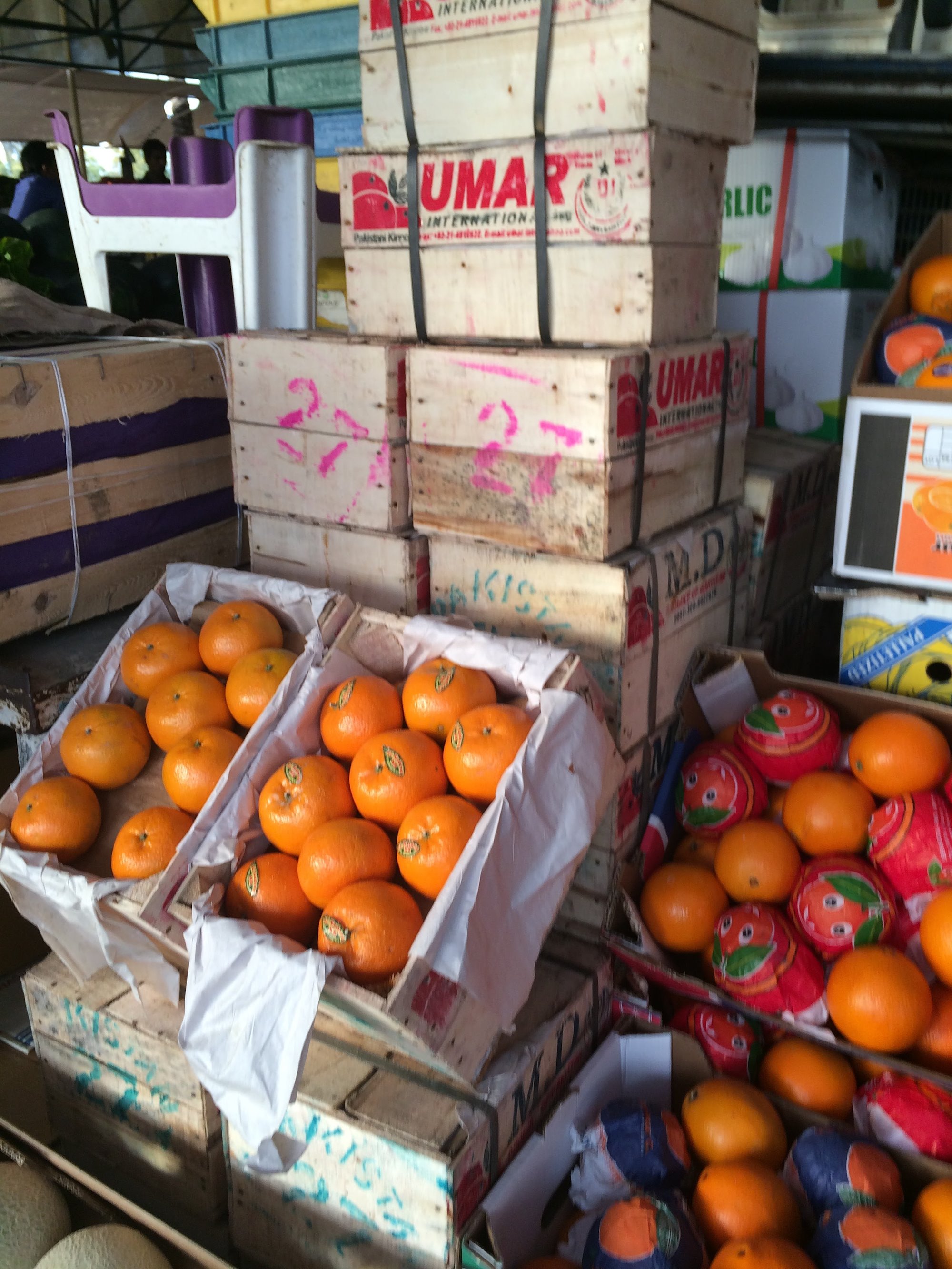 Crates of oranges