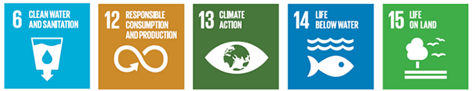 Sustainable development goals 6, 12, 13, 14, 15