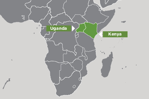 Map of Kenya and Uganda