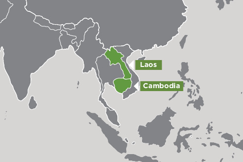 Map of Cambodia and Laos