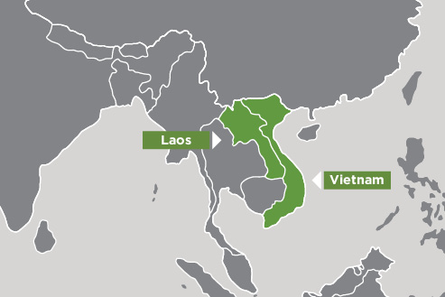 Map of Laos and Vietnam
