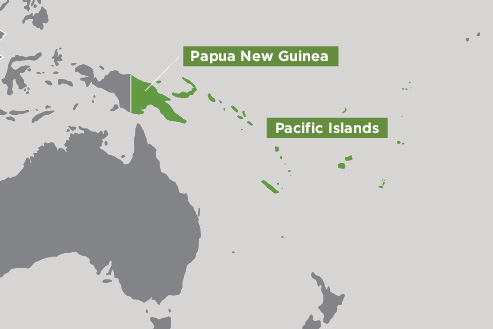 Map of Pacific Islands and Papua New Guinea