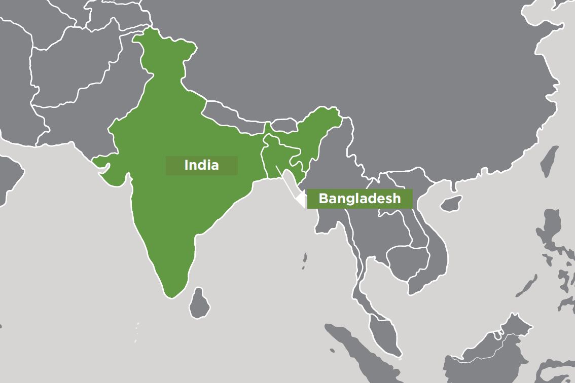 Map of Bangladesh and India