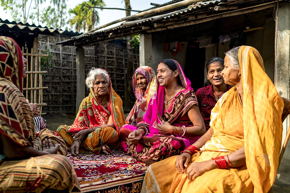 women having a discussion in a semi-circle