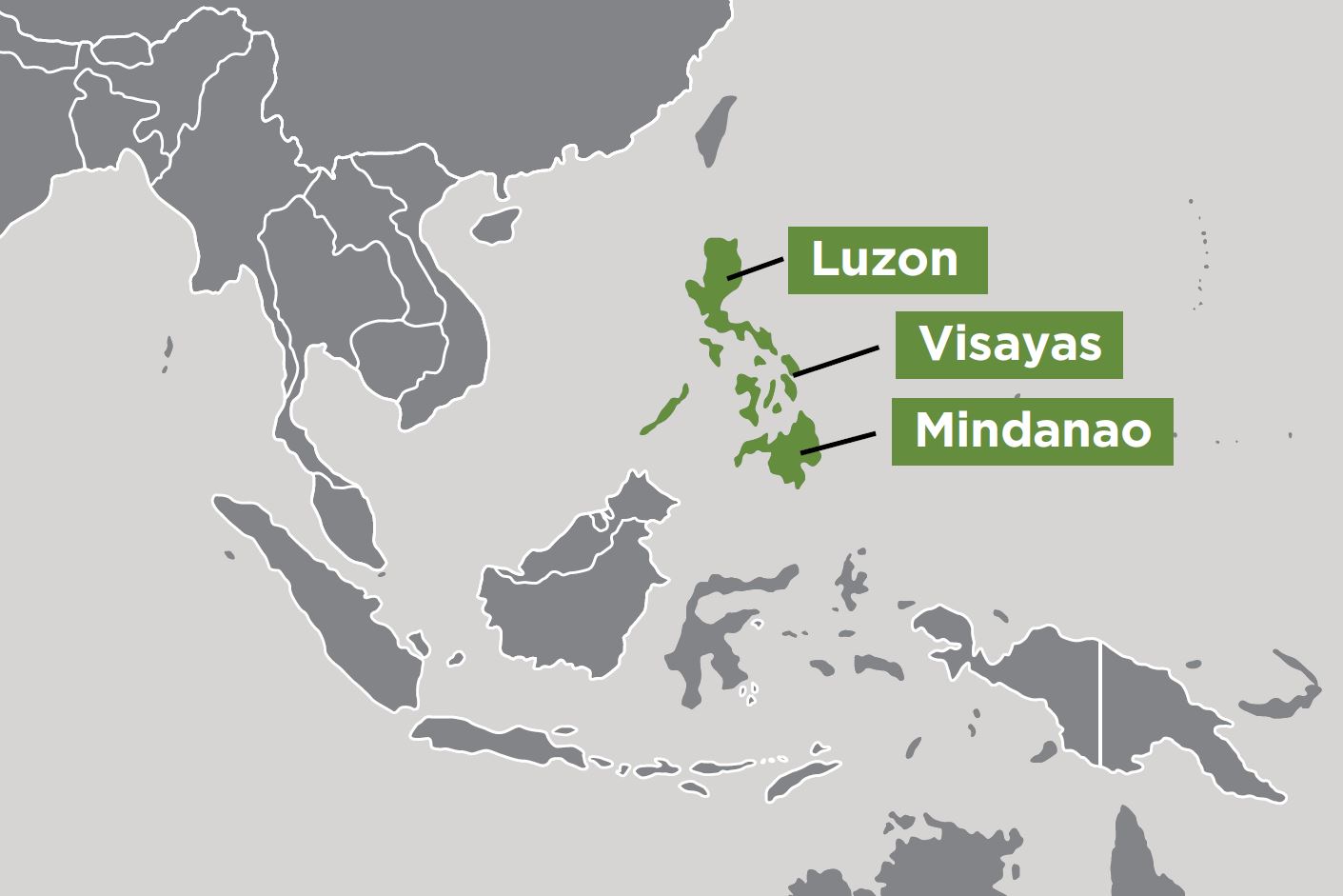 Map of Luzon, Mindanao and Visayas