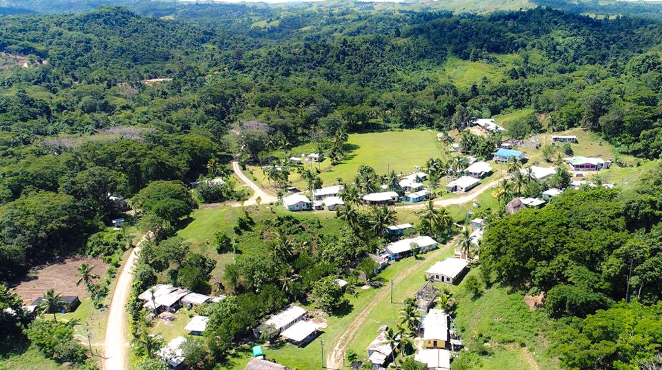 view from the top of a Fijian village