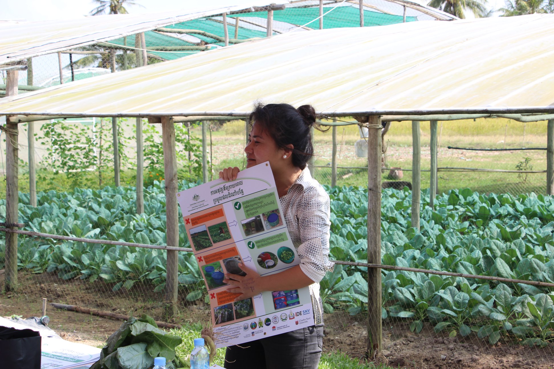 Woman presenting holding a large chart