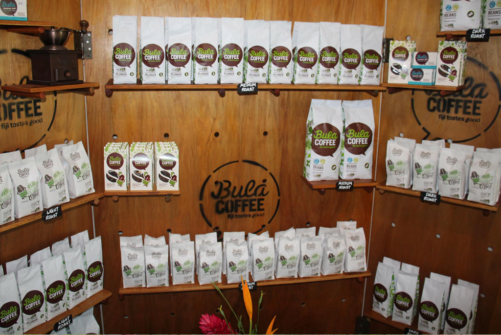 Bula coffee products on display 