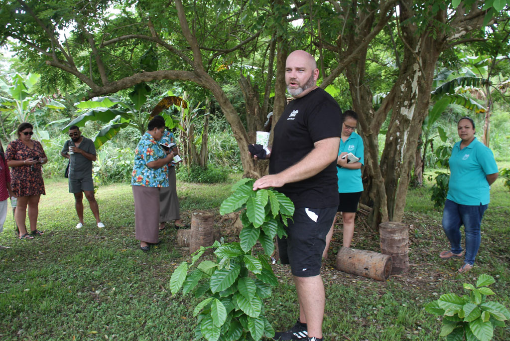 Luke Fryett proud owner of Bula Coffee gives his first agritourism tour to the guests.