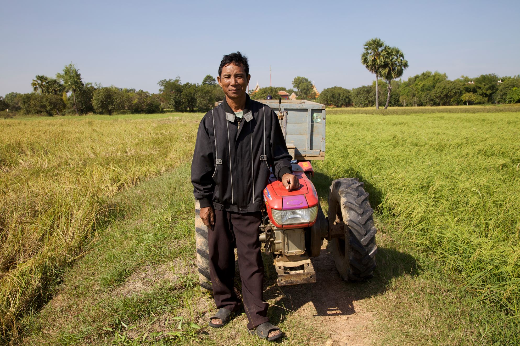 ACIAR has supported research and extension projects that have improved farming efficiency in Cambodia. Pictured is My Huon Paen and tractor bought with profit from forage.
