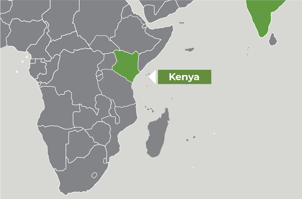 illustration of a map showing Kenya