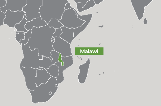 Map of Africa showing Malawi