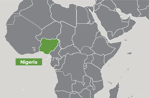 Map of Africa showing Nigeria
