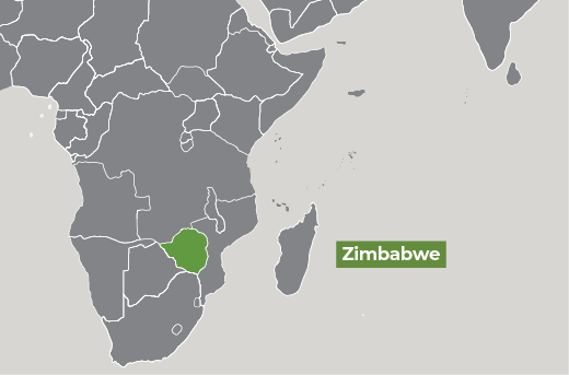 Map of Africa showing Zimbabwe