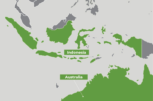 map of Indonesia and Australia
