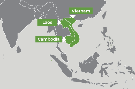 map of Cambodia, Laos, Vietnam