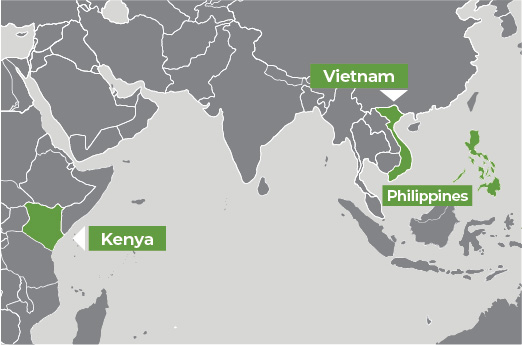 Map-of-Kenya, Vietnam, Philippines