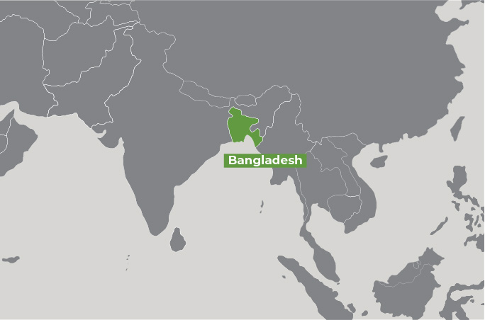 map showing Bangladesh highlighted