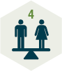 An illustration representing a male and a female equally balanced on a seesaw