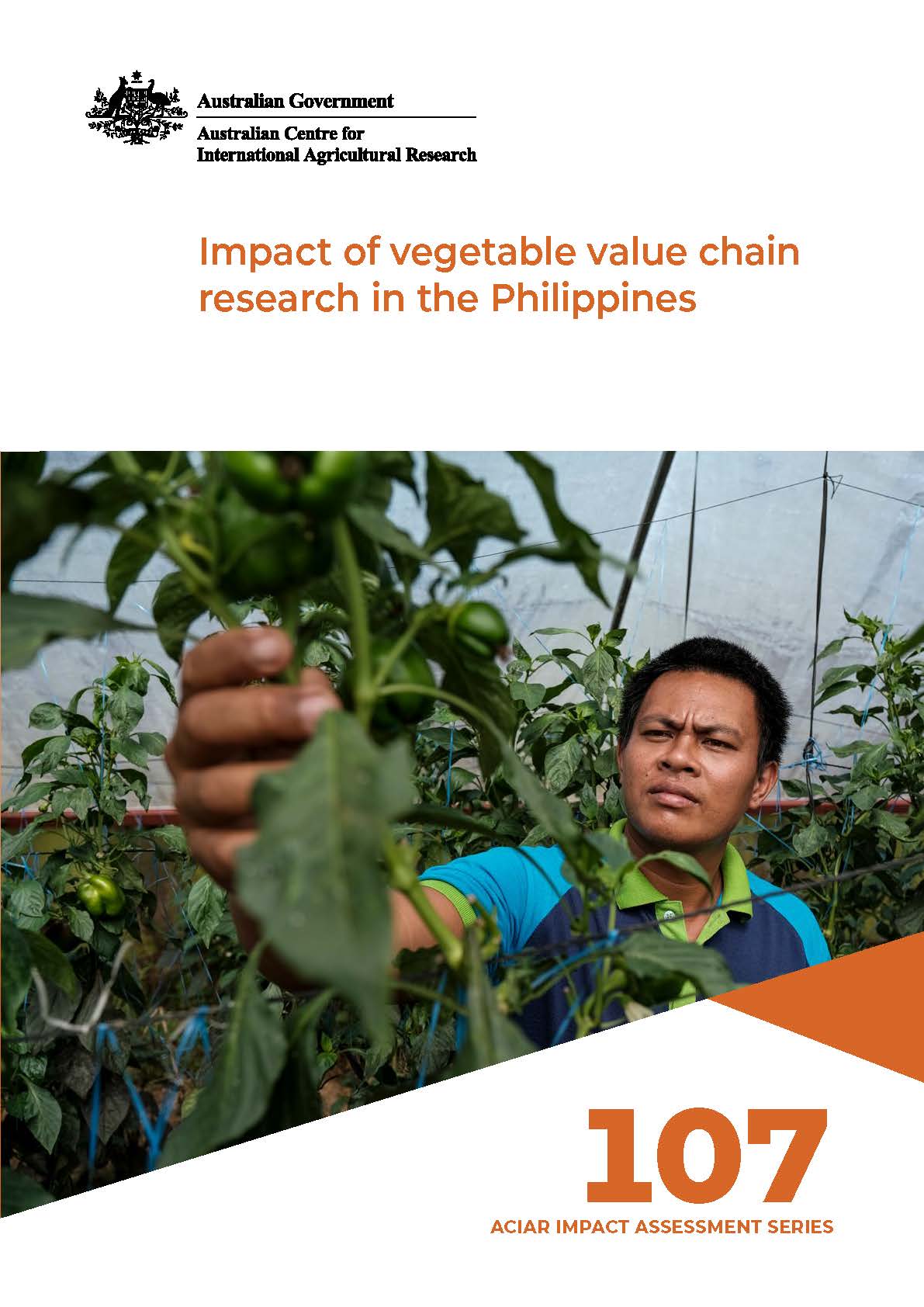 title details and a photo of a man looking closely at a fruit on a plant