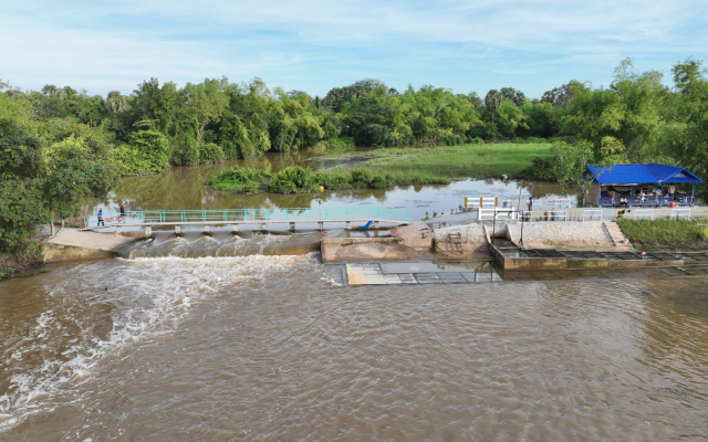 Fishway and bridge over river