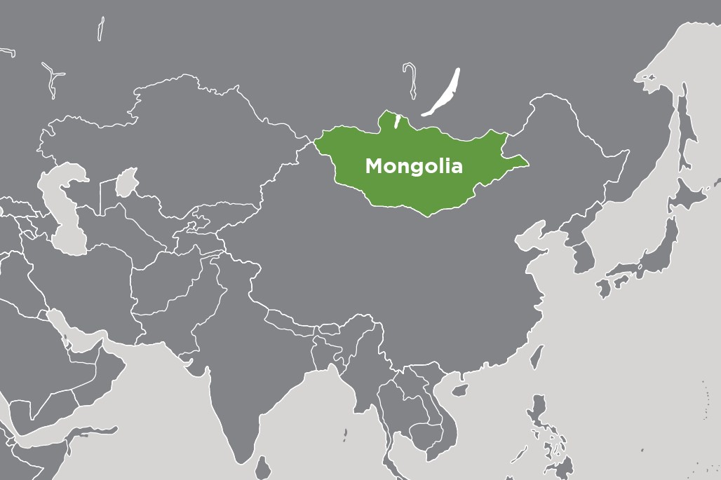 Map highlighting the country, Mongolia