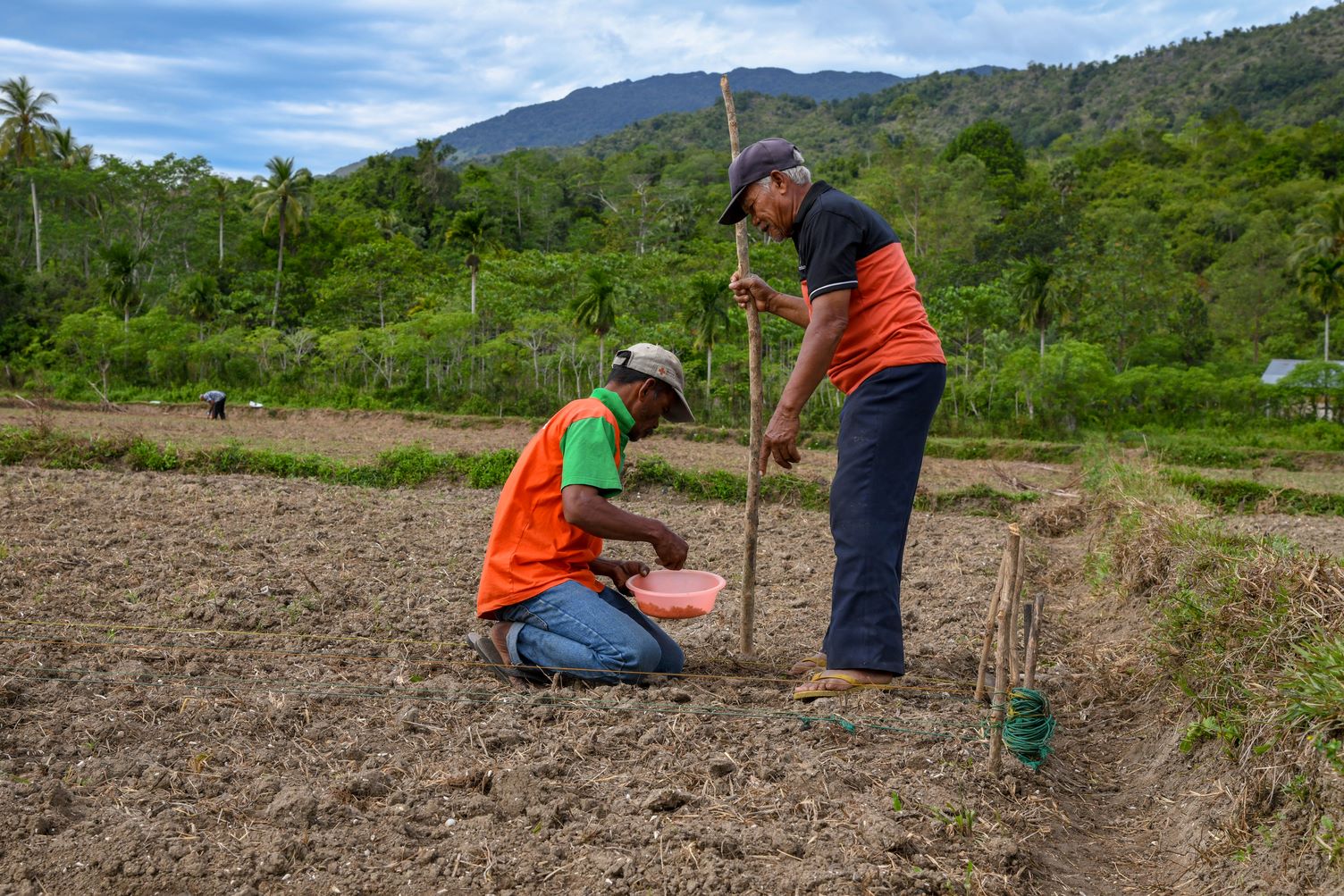 Two men working in a field
