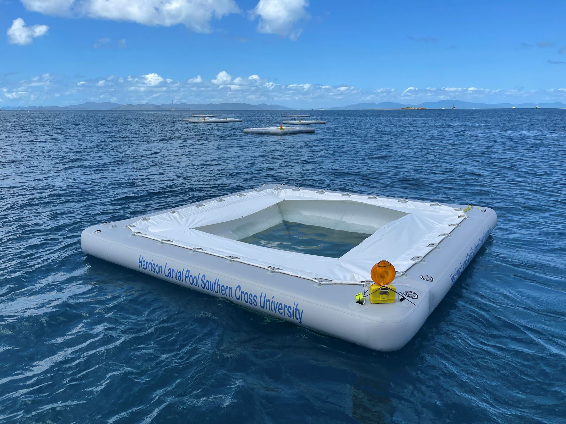 Inflatable square on top of water