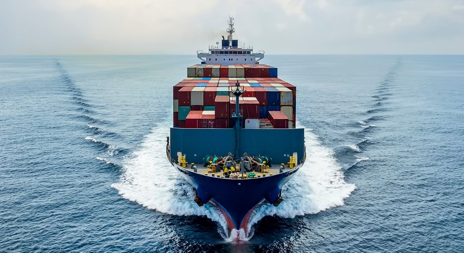 Cargo ship in the Pacific Ocean