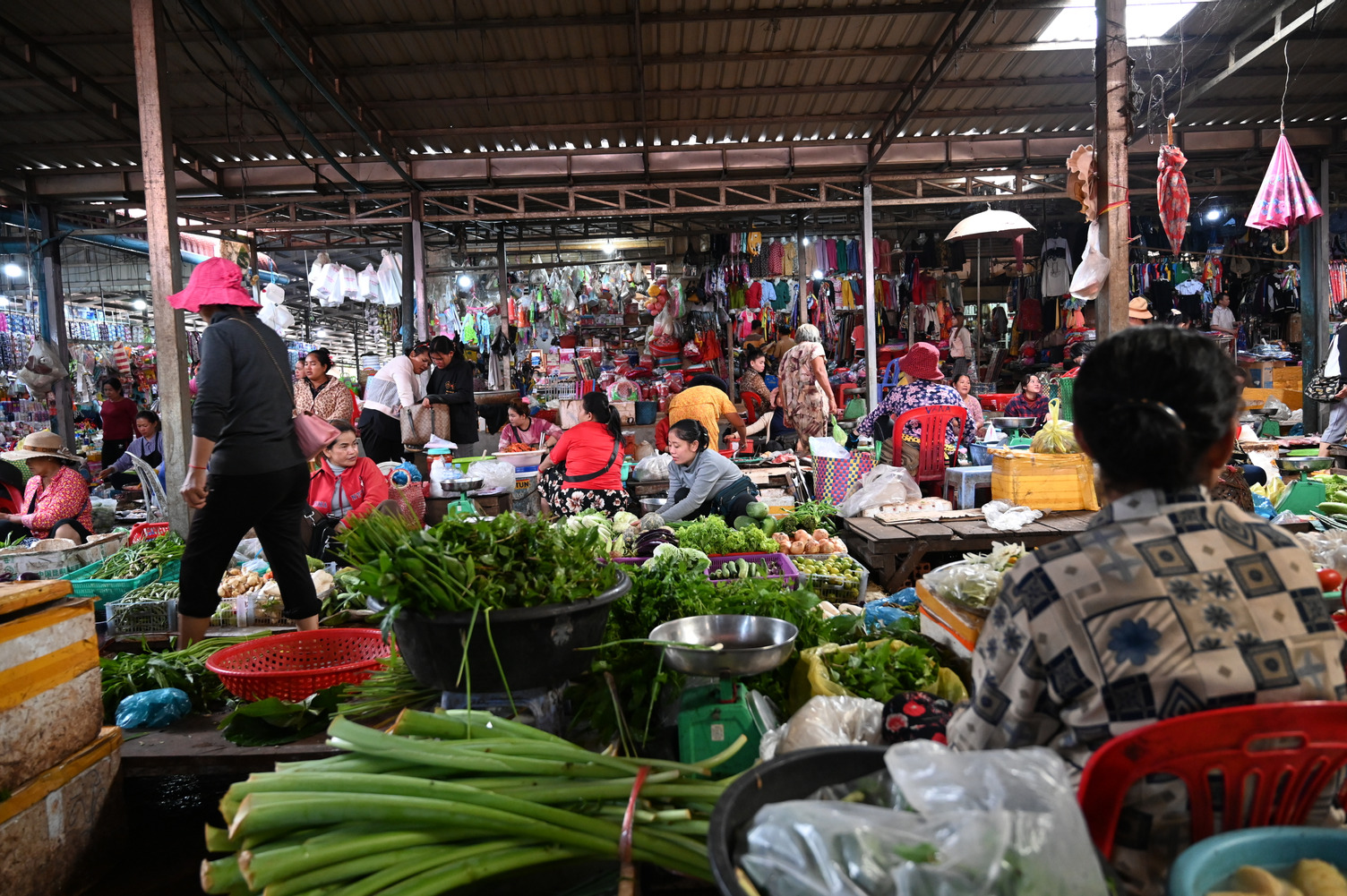 Asian market selling vegetables