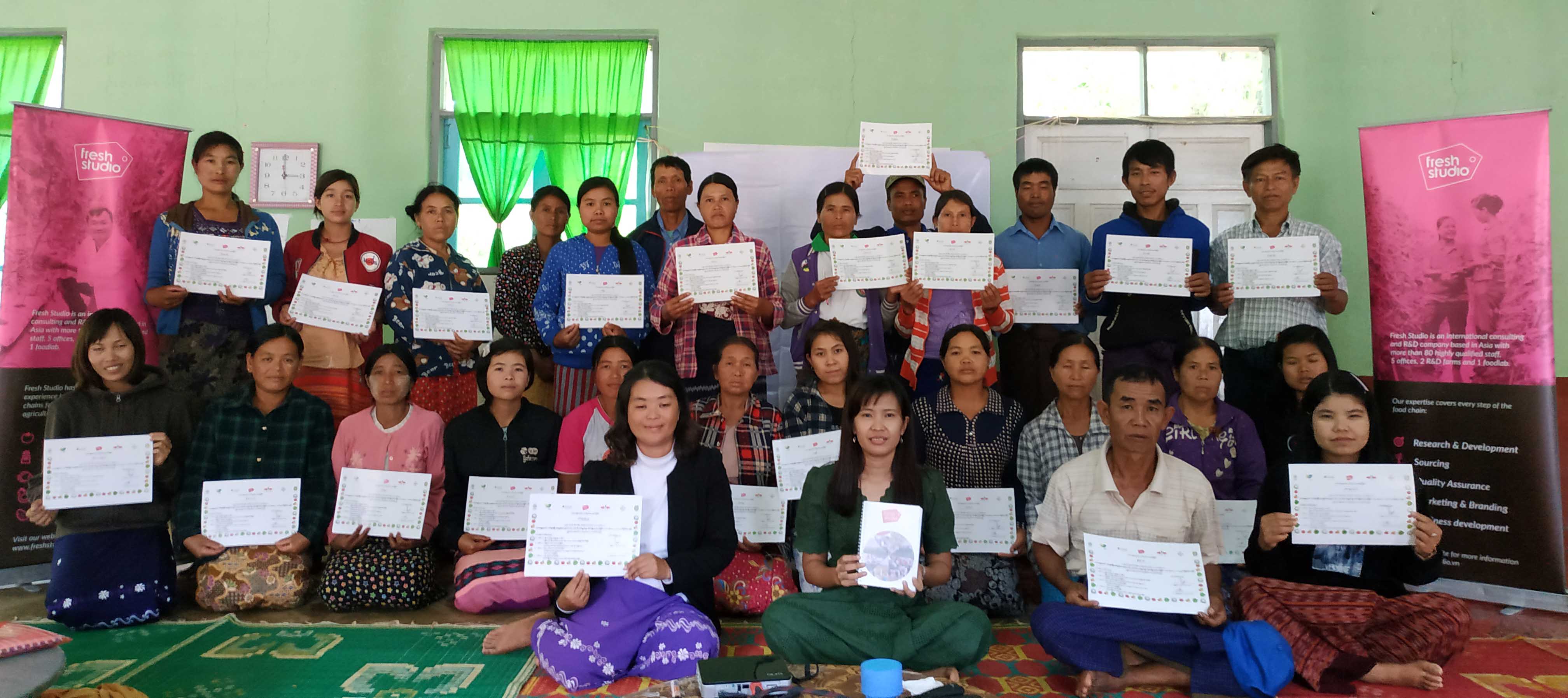 Farmers in Myanmar receiving their GAP certification