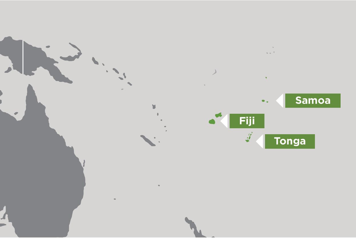 Map showing pacific islands