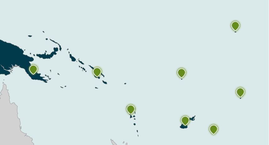 stylised map of countries in the Pacific
