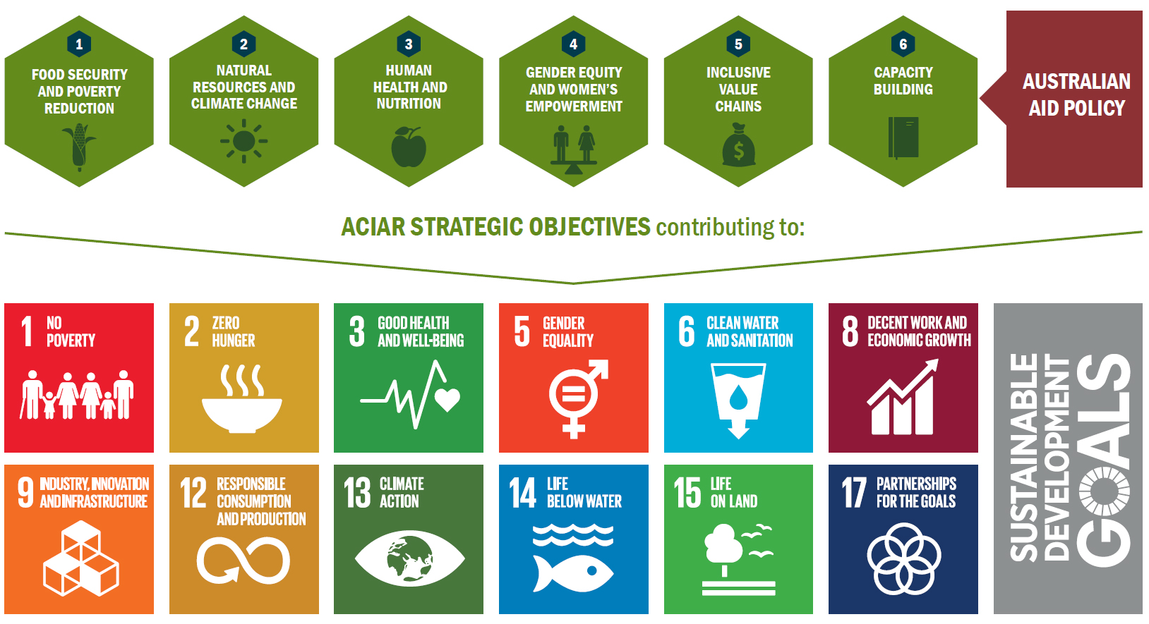 Chart showing ACIAR goals contributing to SDGs