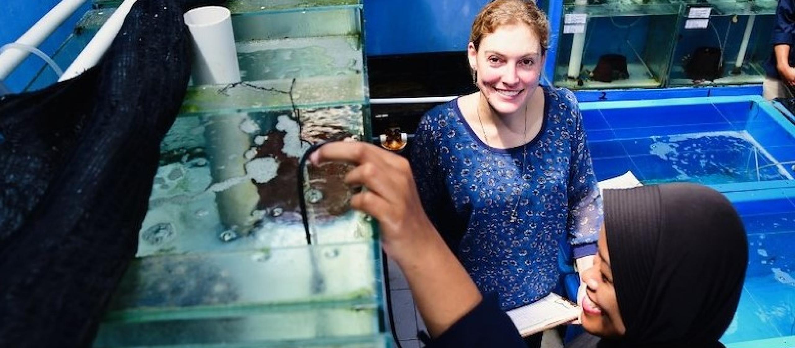 Australian volunteer Siobhan Heatwole (right) moved to Indonesia for a year to work with MARS Symbioscience. Photo: Darren James, Scope Global