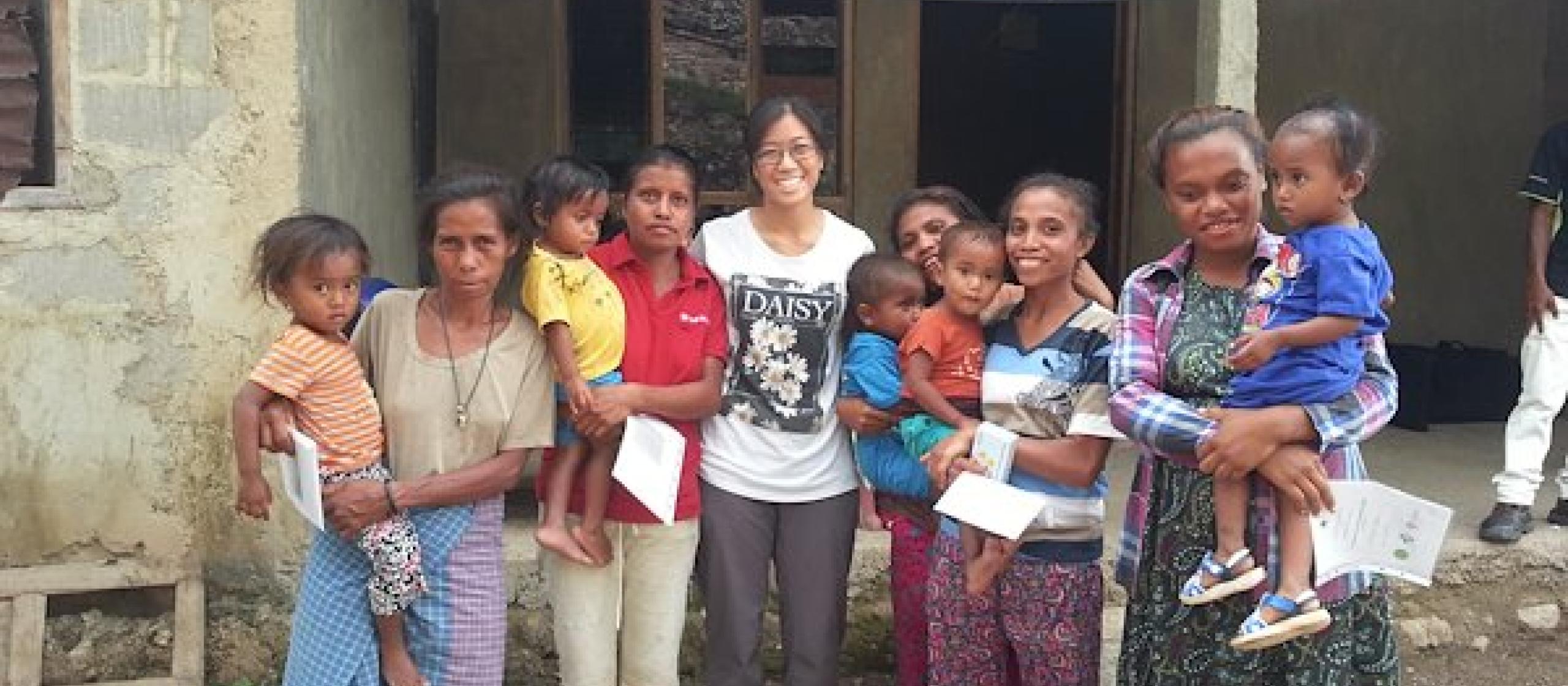 Johanna Wong and study participants in Saburai village, Maliana.