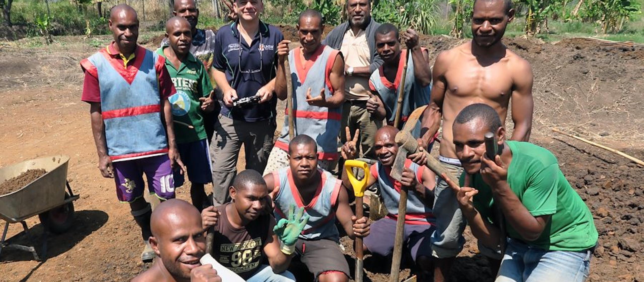 A group of men involved in the Fish for prisons program