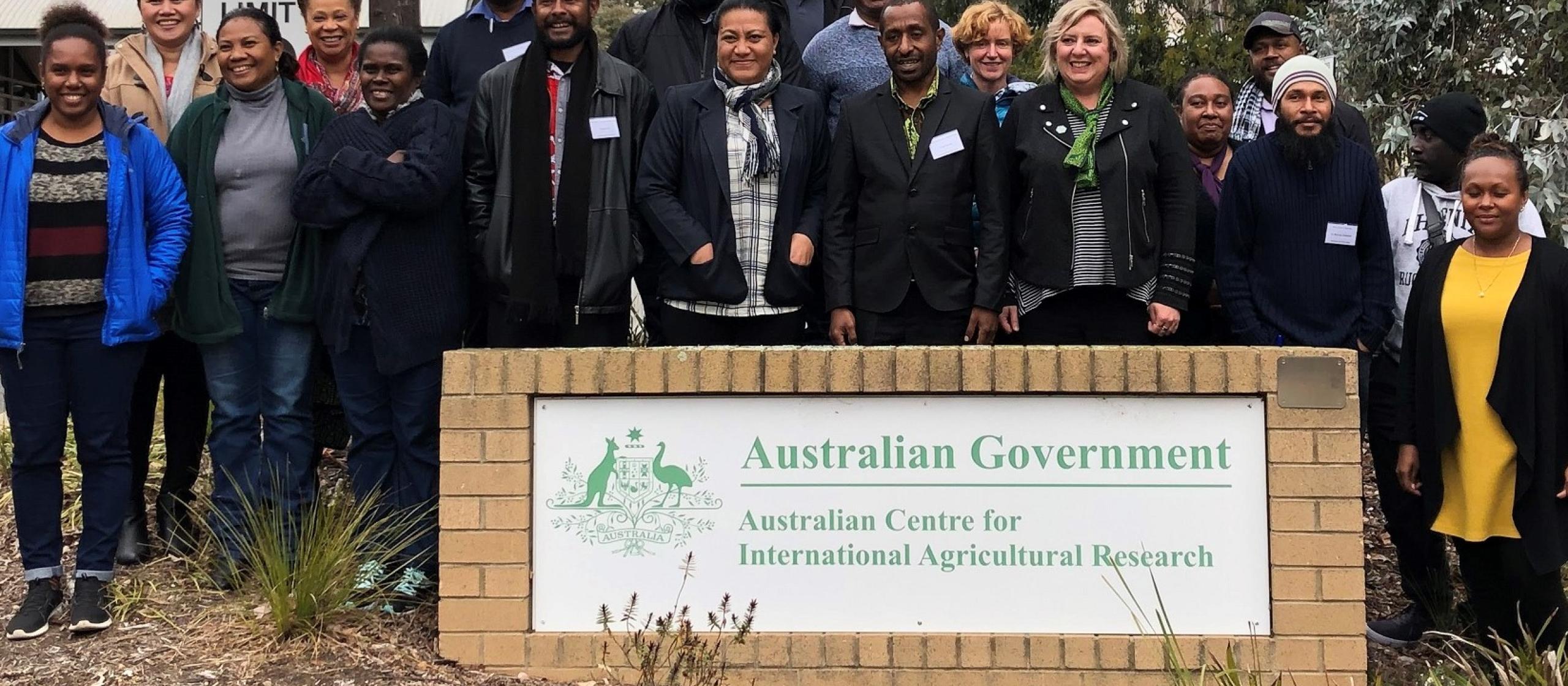 Participants in front of ACIAR’s office in Canberra