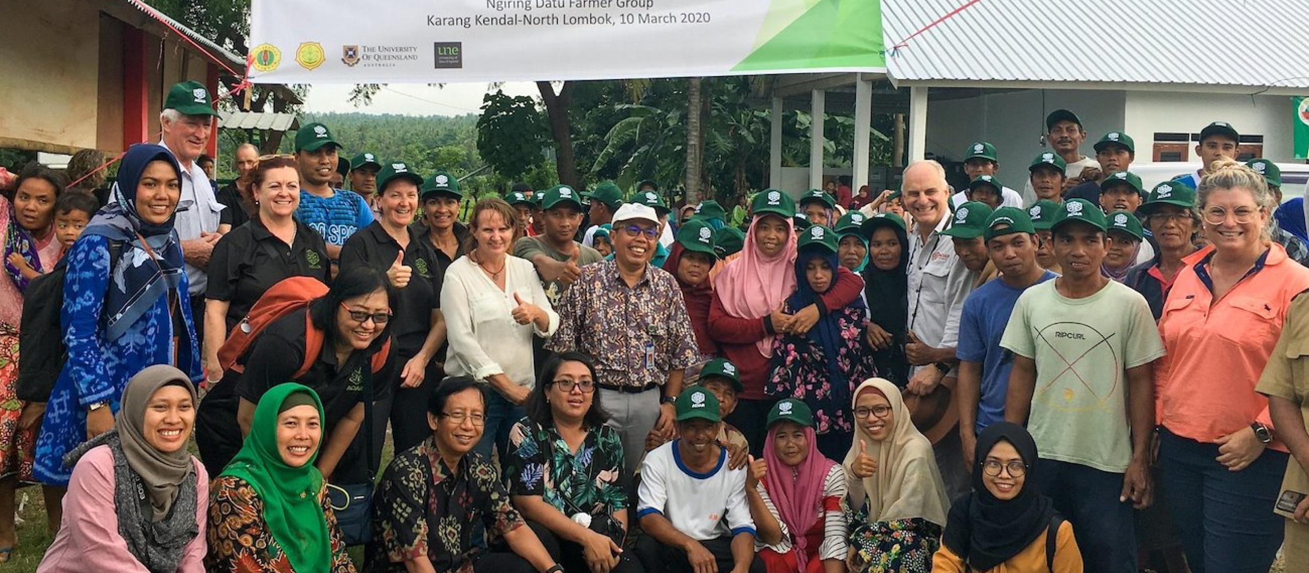 Australia’s Commission for International Agricultural Research is welcomed by locals at Karang Kendal, North Lombok
