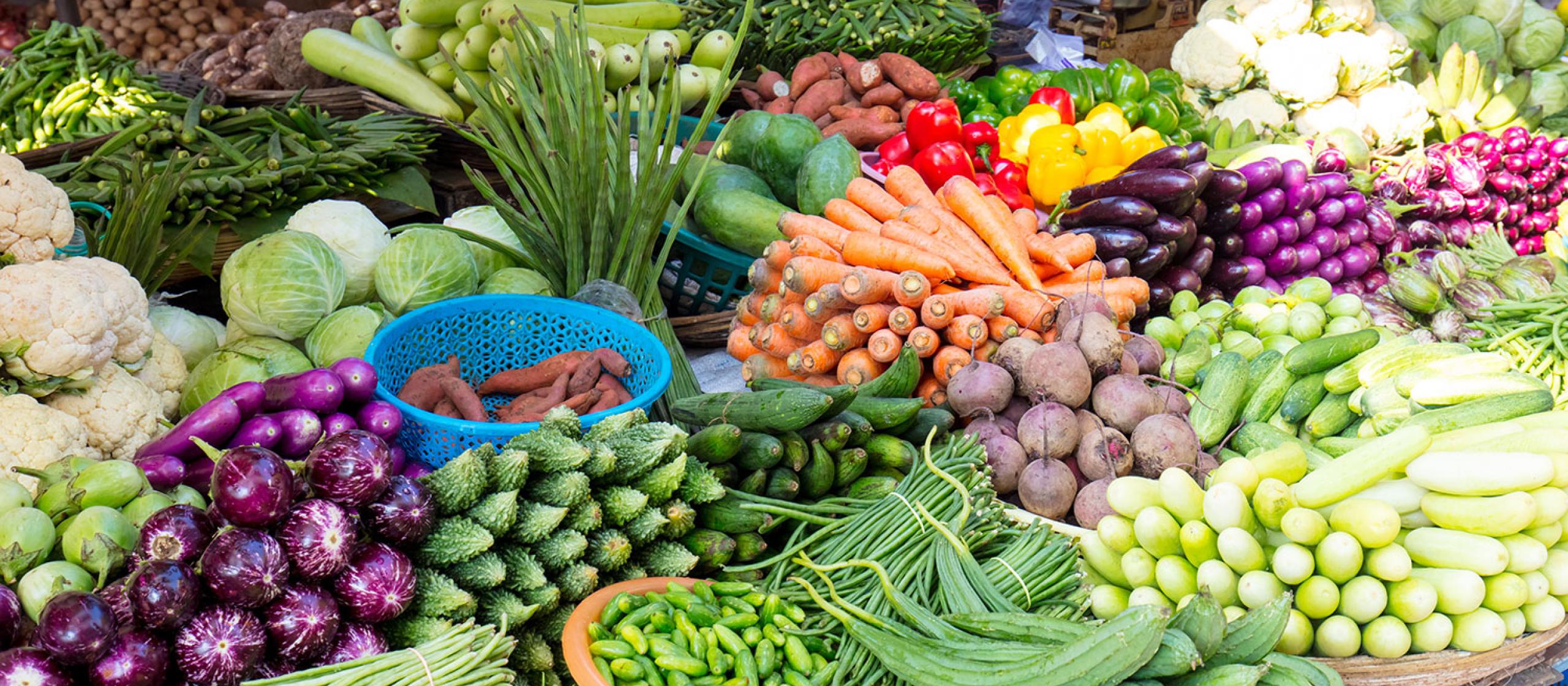 A variety of vegetables displayed at a market