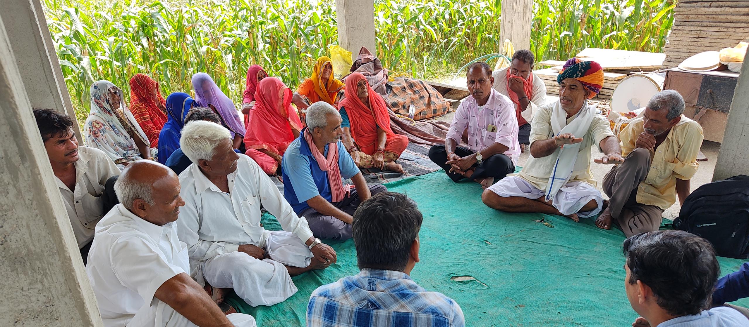 Community group in India discussing groundwater management 
