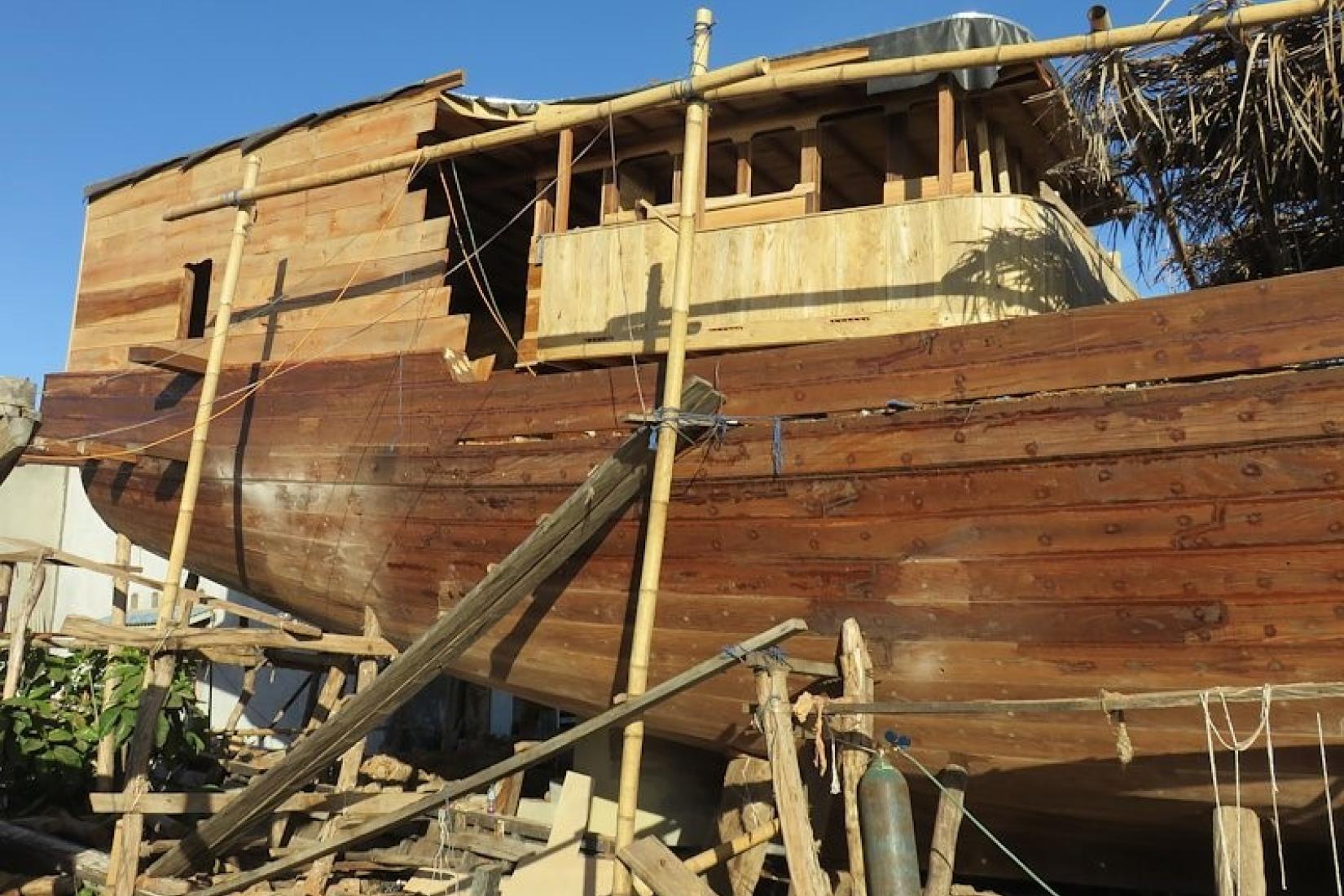 A boat being built