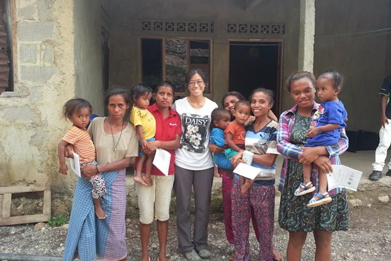 Johanna Wong and study participants in Saburai village, Maliana.