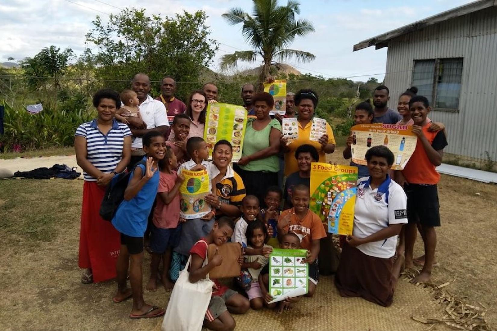 Lydia O'Meara with nutritional workshop participants in Fiji.