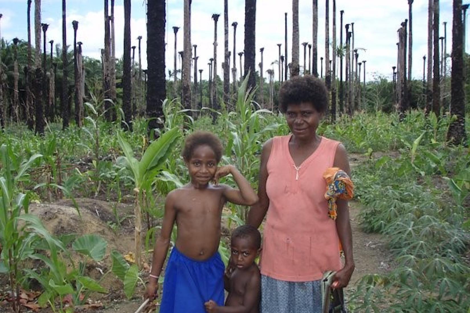 A smallholder family on their land in Papua New Guinea. Image: George Curry
